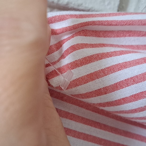 Blair Pink/White Striped Butterfly Embroidered Button Down Blouse. Size Large. - Picture 9 of 9